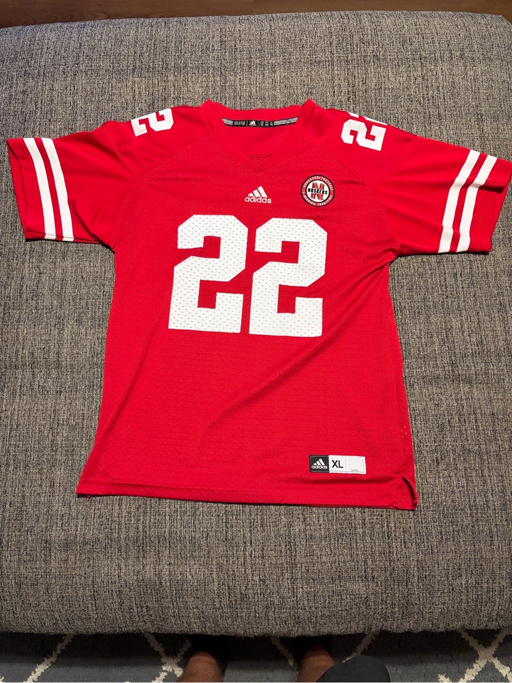 Nebraska adidas Youth XL Red Football Jersey with White Number 22